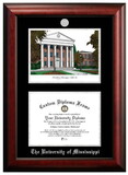 Campus Images MS999LSED-129 University of Mississippi 12w x 9h Silver Embossed Diploma Frame with Campus Images Lithograph