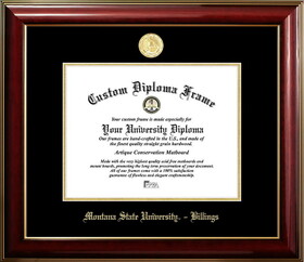 Campus Images MT991CMGTGED-86 Montana State University Billings Yellow Jackets 8w x 6h Classic Mahogany Gold Embossed Diploma Frame