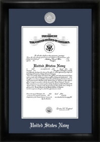 Campus Images NACS002 Navy Commission Frame Silver Medallion