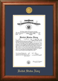 Campus Images NACSW002 Patriot Frames Navy 10x14 Certificate Walnut Frame Gold  Medallion