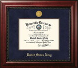 Campus Images Patriot Frames Navy 8.5x11 Discharge Executive Frame with Gold Medallion and Mahogany Filet