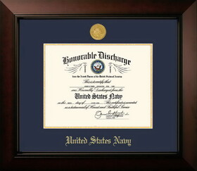 Campus Images NADLG001 Patriot Frames Navy 8.5x11 Discharge Legacy Frame with Gold Medallion