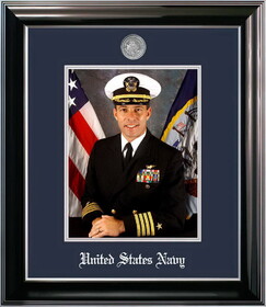 Campus Images NAPCL002 Patriot Frames Navy 8x10 Portrait Classic Black Frame with Silver Medallion