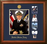 Campus Images NAPSW002 Patriot Frames Navy 8x10 Portrait Walnut Frame Gold Medallion