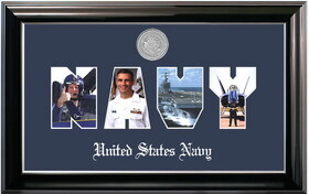 Campus Images NASSCL002S Patriot Frames Navy Collage Photo Classic Black Frame with Silver Medallion