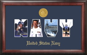 Campus Images NASSG001 Navy Collage Photo Frame Gold Medallion
