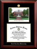 Campus Images NC995LGED East Carolina University Gold embossed diploma frame with Campus Images lithograph