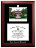 Campus Images NC995LSED-1411 East Carolina University 14w x 11h Silver Embossed Diploma Frame with Campus Images Lithograph