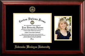 Campus Images NE998PGED-1185 Nebraska Wesleyan University 11w x 8.5h Gold Embossed Diploma Frame with 5 x7 Portrait