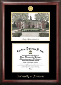 Campus Images NE999LGED University of Nebraska Gold embossed diploma frame with Campus Images lithograph
