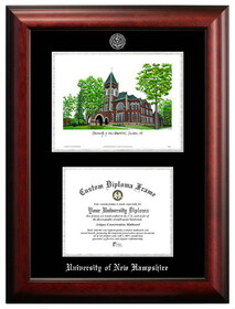 Campus Images NH998LSED-108 University of New Hampshire 10w x 8h Silver Embossed Diploma Frame with Campus Images Lithograph
