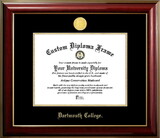 Campus Images NH999CMGTGED-1612 Dartmouth College 16 w x 12h Classic Mahogany Gold Embossed Diploma Frame