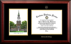 Campus Images NH999LGED Dartmouth College Gold embossed diploma frame with Campus Images lithograph