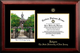 Campus Images NJ999LGED Rutgers Gold embossed diploma frame with Campus Images lithograph