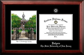 Campus Images NJ999LSED-1185 Rutgers University, The State University of New Jersey, 11w x 8.5h Silver Embossed Diploma Frame with Campus Images Lithograph