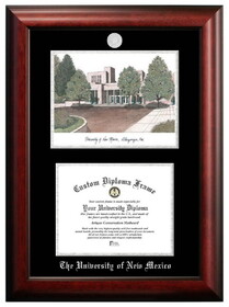 Campus Images NM999LSED-1185 University of New Mexico 11w x 8.5h Silver Embossed Diploma Frame with Campus Images Lithograph
