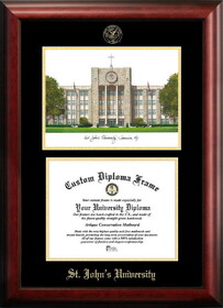 Campus Images NY998LGED St. John's University Gold embossed diploma frame with Campus Images lithograph
