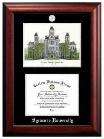 Campus Images NY999LSED-1185 Syracuse University 11w x 8.5h Silver Embossed Diploma Frame with Campus Images Lithograph