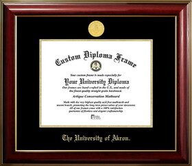 Campus Images OH983CMGTGED-1185 University of Akron Zips 11w x 8.5h Classic Mahogany Gold Embossed Diploma Frame