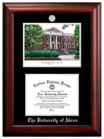 Campus Images OH983LSED-1185 University of Akron 11w x 8.5h Silver Embossed Diploma Frame with Campus Images Lithograph