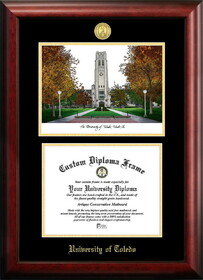 Campus Images OH985LGED University of Toledo Gold embossed diploma frame with Campus Images lithograph