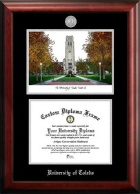 Campus Images OH985LSED-108 University of Toledo 10w x 8h Silver Embossed Diploma Frame with Campus Images Lithograph