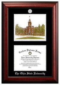 Campus Images OH987LSED-1185 Ohio State University 11w x 8.5h Silver Embossed Diploma Frame with Campus Images Lithograph