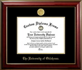 Campus Images OK998CMGTGED-1185 University of Oklahoma Sooners 11w x 8.5h Classic Mahogany Gold Embossed Diploma Frame