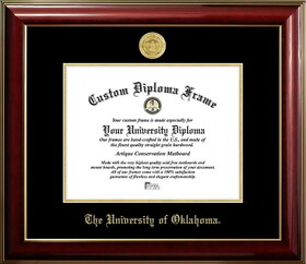 Campus Images OK998CMGTGED-1185 University of Oklahoma Sooners 11w x 8.5h Classic Mahogany Gold Embossed Diploma Frame
