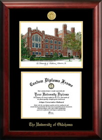 Campus Images OK998LGED University of Oklahoma Gold embossed diploma frame with Campus Images lithograph