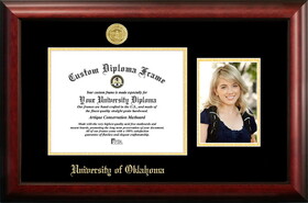 Campus Images OK998PGED-1185 University of Oklahoma 11w x 8.5h Gold Embossed Diploma Frame with 5 x7 Portrait