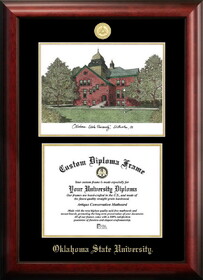 Campus Images OK999LGED Oklahoma State University Gold embossed diploma frame with Campus Images lithograph