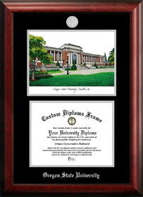 Campus Images OR996LSED-1185 Oregon State University 11w x 8.5h Silver Embossed Diploma Frame with Campus Images Lithograph