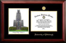 Campus Images PA993LGED University of Pittsburgh Gold embossed diploma frame with Campus Images lithograph