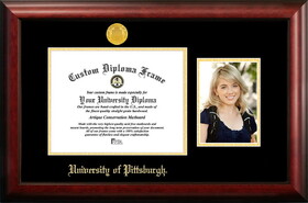 Campus Images PA993PGED-1185 University of Pittsburgh 11w x 8.5h Gold Embossed Diploma Frame with 5 x7 Portrait