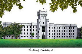 Campus Images SC993MBSGED1620 The Citadel 16w x 20h Manhattan Black Single Mat Gold Embossed Diploma Frame with Bonus Campus Images Lithograph