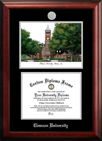 Campus Images SC994LSED-1185 Clemson University 11w x 8.5h Silver Embossed Diploma Frame with Campus Images Lithograph