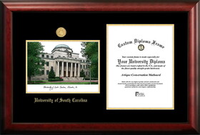 Campus Images SC995LGED University of South Carolina Gold embossed diploma frame with Campus Images lithograph