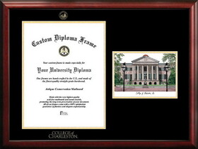 Campus Images SC998LGED College of Charleston Gold embossed diploma frame with Campus Images lithograph