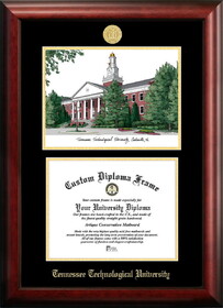 Campus Images TN998LGED Tennessee Tech  University Gold embossed diploma frame with Campus Images lithograph