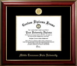 Campus Images TN999CMGTGED-1185 Middle Tennessee State University 11w x 8.5h Classic Mahogany Gold Embossed Diploma Frame