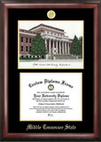 Campus Images TN999LGED Middle Tennessee State Gold embossed diploma frame with Campus Images lithograph