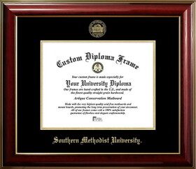 Campus Images TX944CMGTGED-1185 Southern Methodist University Mustangs University 11w x 8.5h Classic Mahogany Gold ,Foil Seal Diploma Frame
