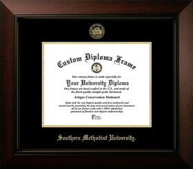 Campus Images TX944LBCGED-1185 Southern Methodist University Mustangs University 11w x 8.5h Legacy Black Cherry , Foil Seal Diploma Frame