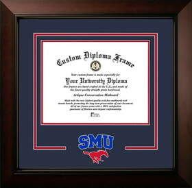 Campus Images TX944LBCSD-1185 Southern Methodist University Mustangs University 11w x 8.5h Legacy Black Cherry Spirit Logo Diploma Frame