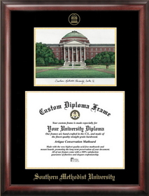 Campus Images TX944LGED Southern Methodist  University Gold embossed diploma frame with Campus Images lithograph