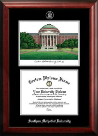 Campus Images TX944LSED-1185 Southern Methodist University 11w x 8.5h Silver Embossed Diploma Frame with Campus Images Lithograph