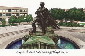 Campus Images TX945MBSGED1411 Stephen F Austin 14w x 11h Manhattan Black Single Mat Gold Embossed Diploma Frame with Bonus Campus Images Lithograph