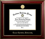 Campus Images TX949CMGTGED-1185 Texas Christian University Horned Frogs 11w x 8.5h Classic Mahogany Gold Embossed Diploma Frame