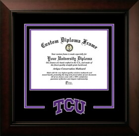 Campus Images TX949LBCSD-1185 Texas Christian University Horned Frogs 11w x 8.5h Legacy Black Cherry Spirit Logo Diploma Frame